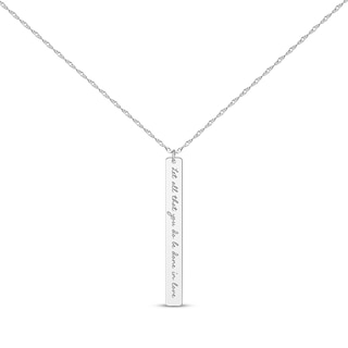 Thin Vertical Rectangle Tag Necklace Sterling Silver 18” | Kay