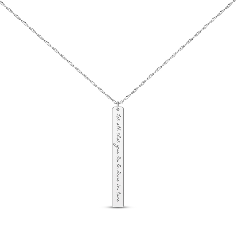 Main Image 1 of Thin Vertical Rectangle Tag Necklace Sterling Silver 18”