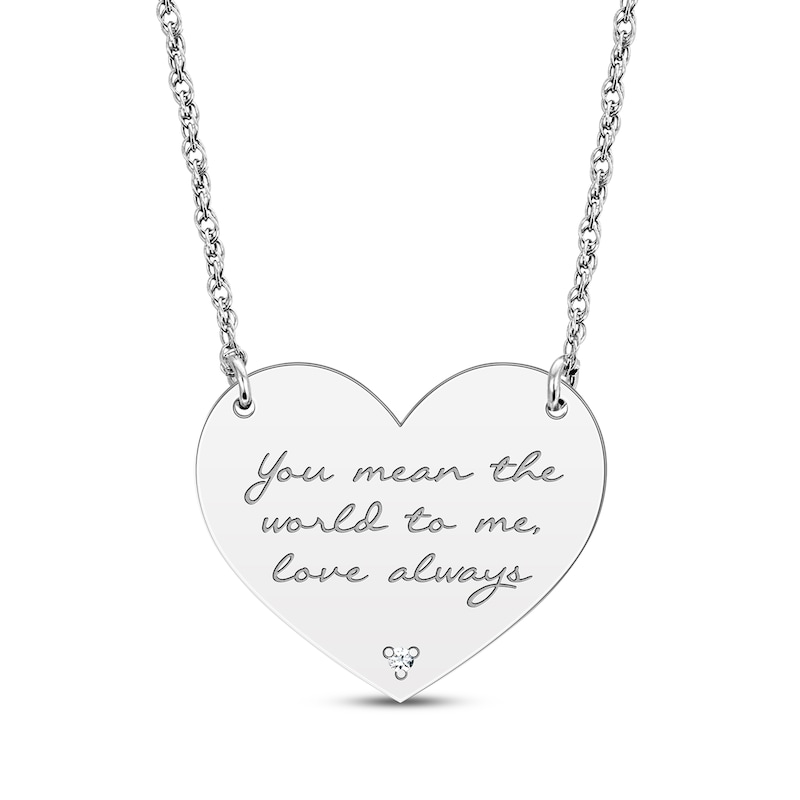 Diamond Accent Heart Necklace 10K White Gold 18”