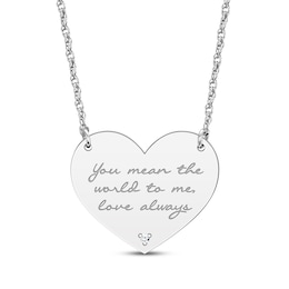 Diamond Accent Heart Necklace 14K White Gold 18”