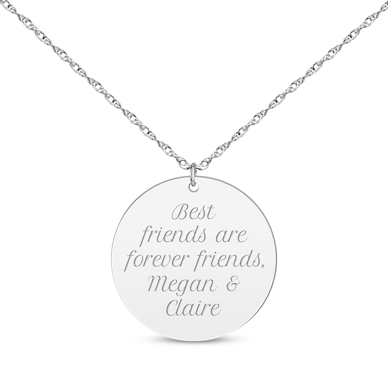 Main Image 1 of Circle Disc Necklace 14K White Gold 18&quot;