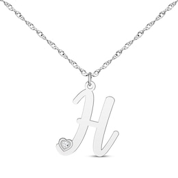 Diamond Accent Initial Necklace 10K White Gold 18”