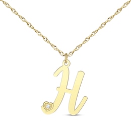 Diamond Accent Initial Necklace 10K Yellow Gold 18”