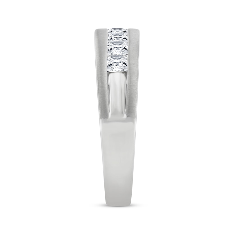 Main Image 2 of Men's Lab-Grown Diamonds Wedding Band 1 ct tw Square-cut 14K White Gold