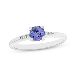 Round-Cut Tanzanite & Diamond Accent Ring Sterling Silver