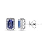 Thumbnail Image 0 of Emerald-Cut Tanzanite & Round-Cut Diamond Stud Earrings 1/5 ct tw Sterling Silver