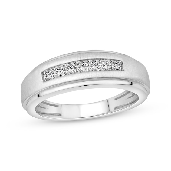 Men’s Square-Cut Diamond Wedding Band 1/2 ct tw 10K White Gold