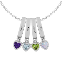 Color Stone Family Heart Necklace