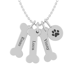 Dog Bone and Paw Necklace