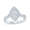 Thumbnail Image 1 of Marquise-Cut Diamond Double-Halo Twist Engagement Ring 1 ct tw 14K White Gold