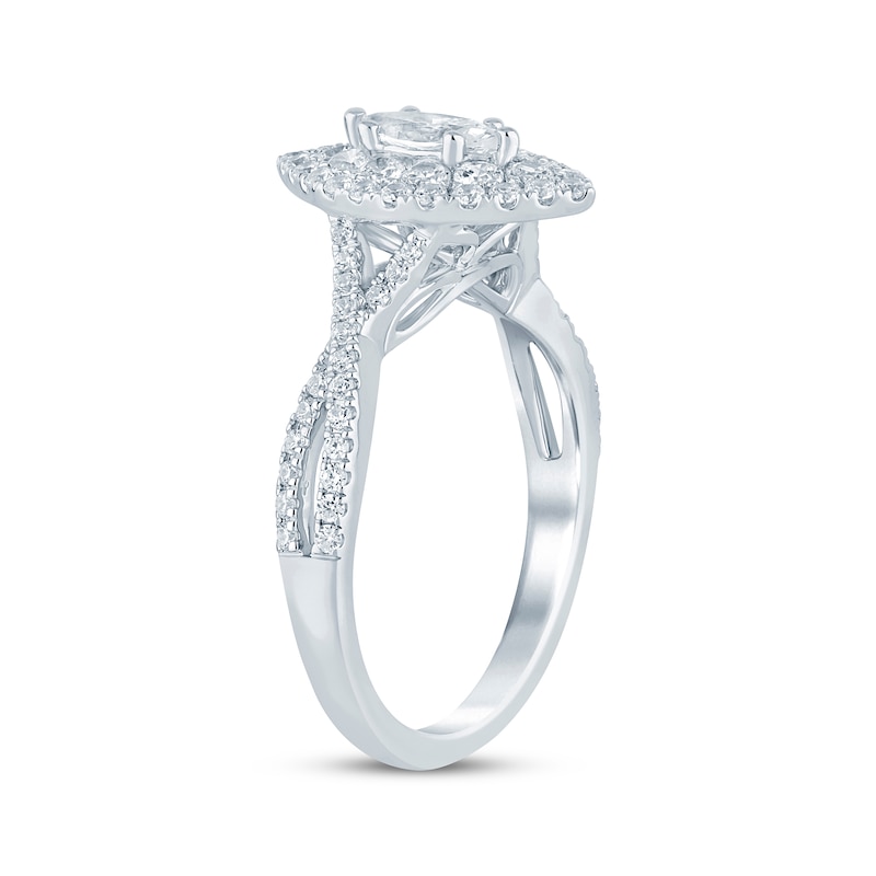 Main Image 2 of Marquise-Cut Diamond Double-Halo Twist Engagement Ring 1 ct tw 14K White Gold