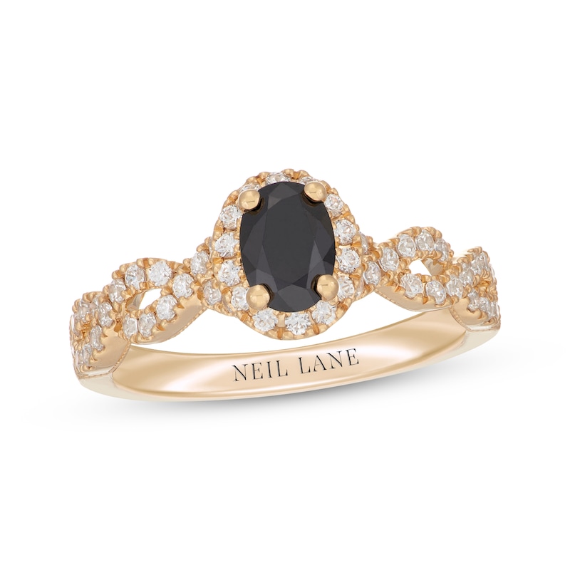 Main Image 1 of Neil Lane Oval-Cut Black & White Diamond Engagement Ring 1-1/4 ct tw 14K Yellow Gold