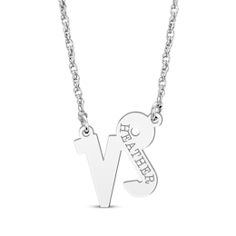 Engravable &quot;Capricorn&quot; Zodiac Sign Necklace 10K White Gold 18&quot;