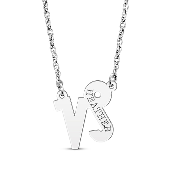 Engravable "Capricorn" Zodiac Sign Necklace 10K White Gold 18"