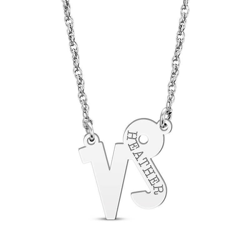 Main Image 1 of Engravable &quot;Capricorn&quot; Zodiac Sign Necklace 10K White Gold 18&quot;