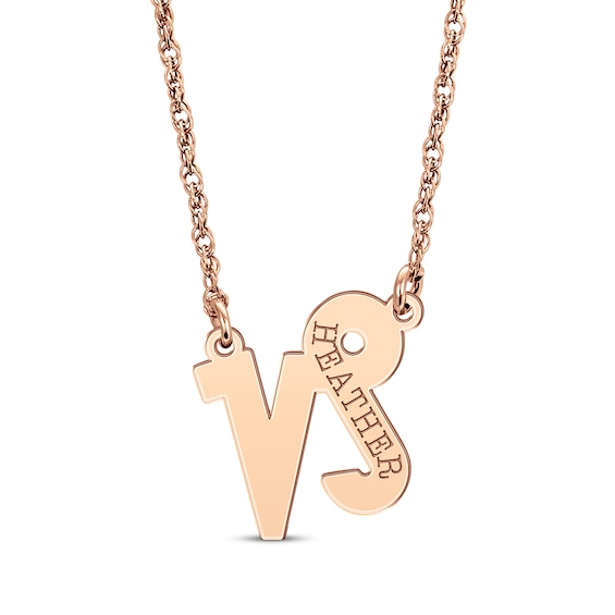 Engravable "Capricorn" Zodiac Sign Necklace 14K Rose Gold 18"