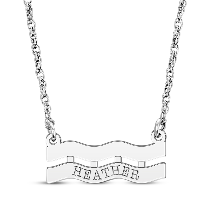 Main Image 1 of Engravable &quot;Aquarius&quot; Zodiac Sign Necklace 10K White Gold 18&quot;