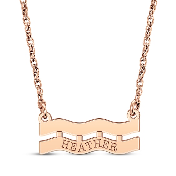 Engravable "Aquarius" Zodiac Sign Necklace 14K Rose Gold 18"