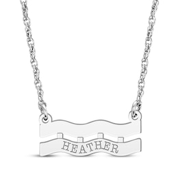 Engravable &quot;Aquarius&quot; Zodiac Sign Necklace 14K White Gold 18&quot;