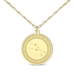 &quot;Taurus&quot; Scalloped Name & Date Constellation Necklace 10K Yellow Gold 18&quot;