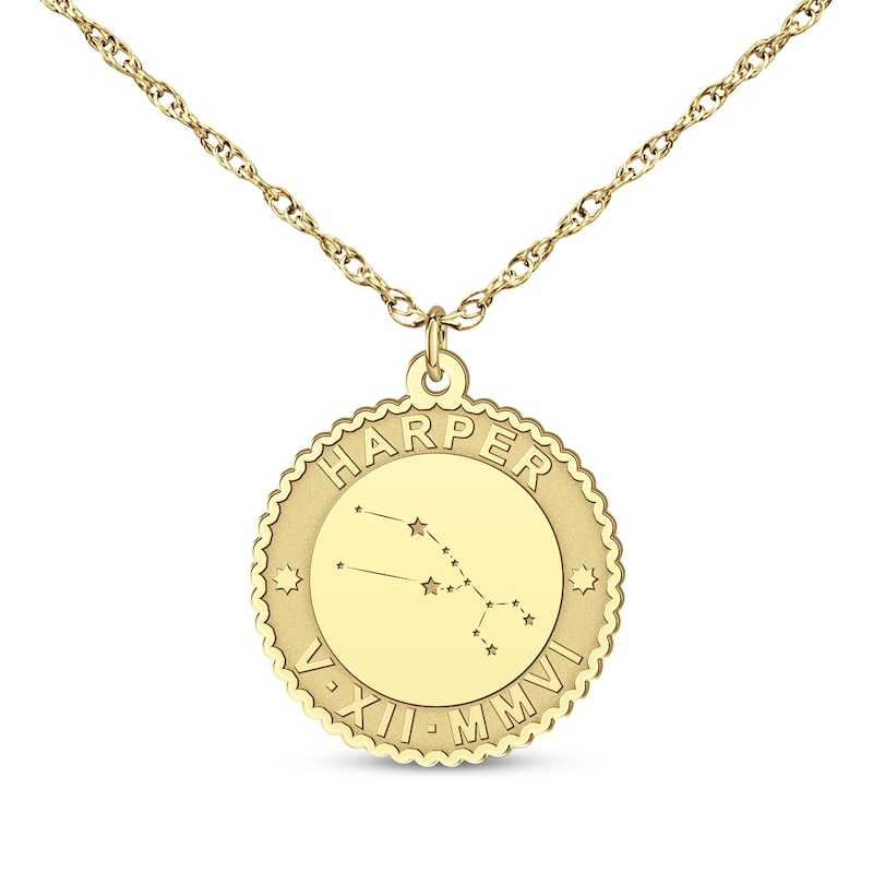 Main Image 1 of &quot;Taurus&quot; Scalloped Name & Date Constellation Necklace 10K Yellow Gold 18&quot;