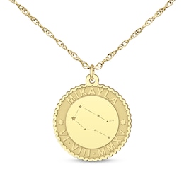 &quot;Gemini&quot; Scalloped Name & Date Constellation Necklace 10K Yellow Gold 18&quot;