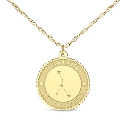 &quot;Cancer&quot; Scalloped Name & Date Constellation Necklace 10K Yellow Gold 18&quot;