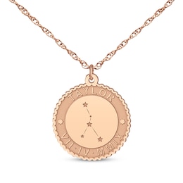 &quot;Cancer&quot; Scalloped Name & Date Constellation Necklace 14K Rose Gold 18&quot;