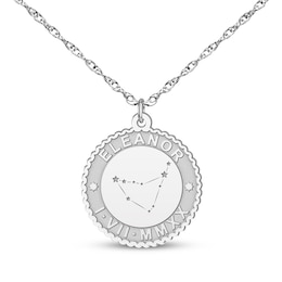 &quot;Capricorn&quot; Scalloped Name & Date Constellation Necklace Sterling Silver 18&quot;