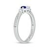 Thumbnail Image 2 of Engravable Blue & White Lab-Created Sapphire & Diamond Two-Stone Ring 1/10 ct tw Sterling Silver