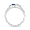 Thumbnail Image 3 of Engravable Blue & White Lab-Created Sapphire & Diamond Two-Stone Ring 1/10 ct tw Sterling Silver