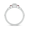 Thumbnail Image 3 of Engravable White Lab-Created Sapphire, Lab-Created Ruby & Diamond Ring 1/10 ct tw Sterling Silver