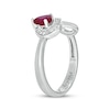 Thumbnail Image 2 of Engravable Heart-Shaped Lab-Created Ruby & Diamond Infinity Ring 1/10 ct tw Sterling Silver