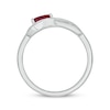 Thumbnail Image 3 of Engravable Heart-Shaped Lab-Created Ruby & Diamond Infinity Ring 1/10 ct tw Sterling Silver