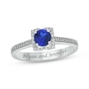 Thumbnail Image 1 of Engravable Blue Lab-Created Sapphire & Diamond Ring 1/8 ct tw Sterling Silver