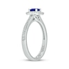 Thumbnail Image 2 of Engravable Blue Lab-Created Sapphire & Diamond Ring 1/8 ct tw Sterling Silver