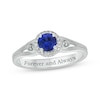 Thumbnail Image 1 of Engravable Blue Lab-Created Sapphire & Diamond Ring 1/10 ct tw Sterling Silver