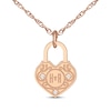 Thumbnail Image 1 of Couple's Diamond Accent Heart Lock Necklace 14K Rose Gold 18&quot;