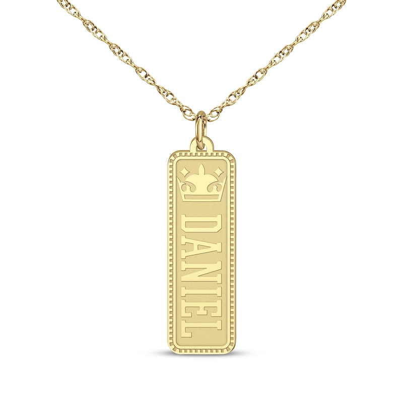 Main Image 1 of Men's Diamond Accent Vertical Name Tag Necklace 10K Yellow Gold 22&quot;