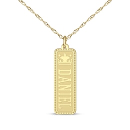 Men's Diamond Accent Vertical Name Tag Necklace 14K Yellow Gold 22&quot;