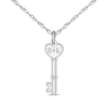 Thumbnail Image 0 of Couple's Engravable Heart Key Necklace 14K White Gold 18"