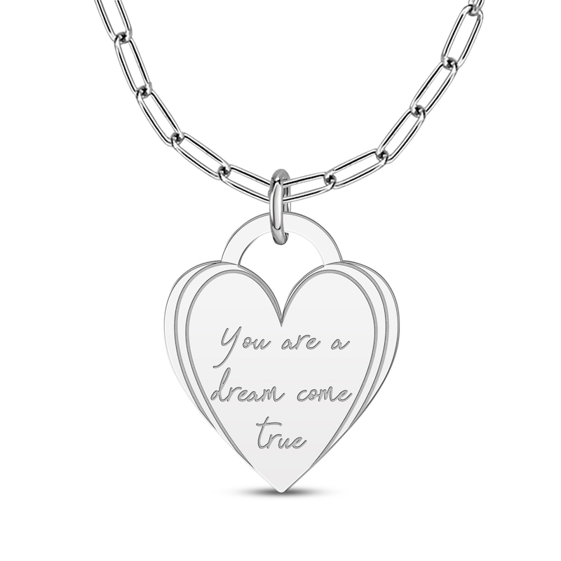 Main Image 1 of Engravable Heart Lock Necklace Sterling Silver 18&quot;