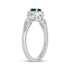 Thumbnail Image 2 of Engravable Oval-Cut Lab-Created Emerald & Diamond Ring 1/10 ct tw Sterling Silver