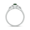 Thumbnail Image 3 of Engravable Oval-Cut Lab-Created Emerald & Diamond Ring 1/10 ct tw Sterling Silver