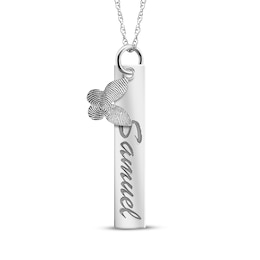 Your Own Fingerprint Bar & Butterfly Necklace Sterling Silver 18&quot;