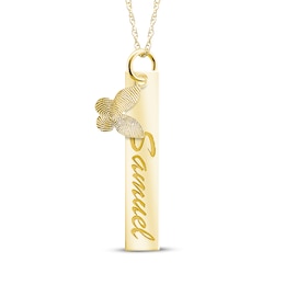 Your Own Fingerprint Bar & Butterfly Necklace 10K Yellow Gold 18&quot;
