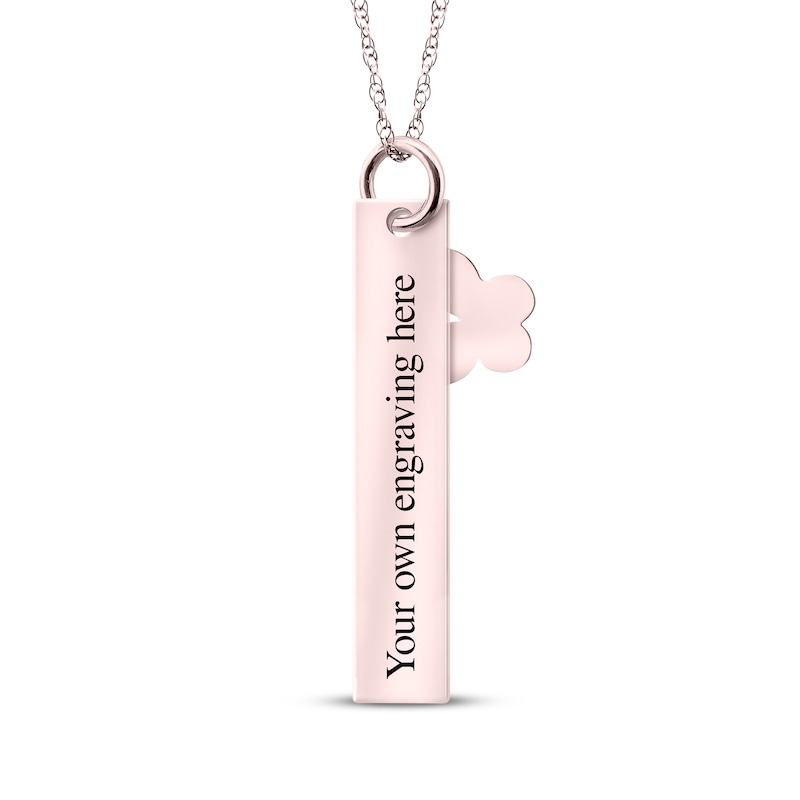 Main Image 2 of Your Own Fingerprint Bar & Butterfly Necklace 10K Rose Gold 18&quot;