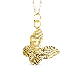 Your Own Fingerprint Butterfly Necklace 10K Yellow Gold 18&quot;
