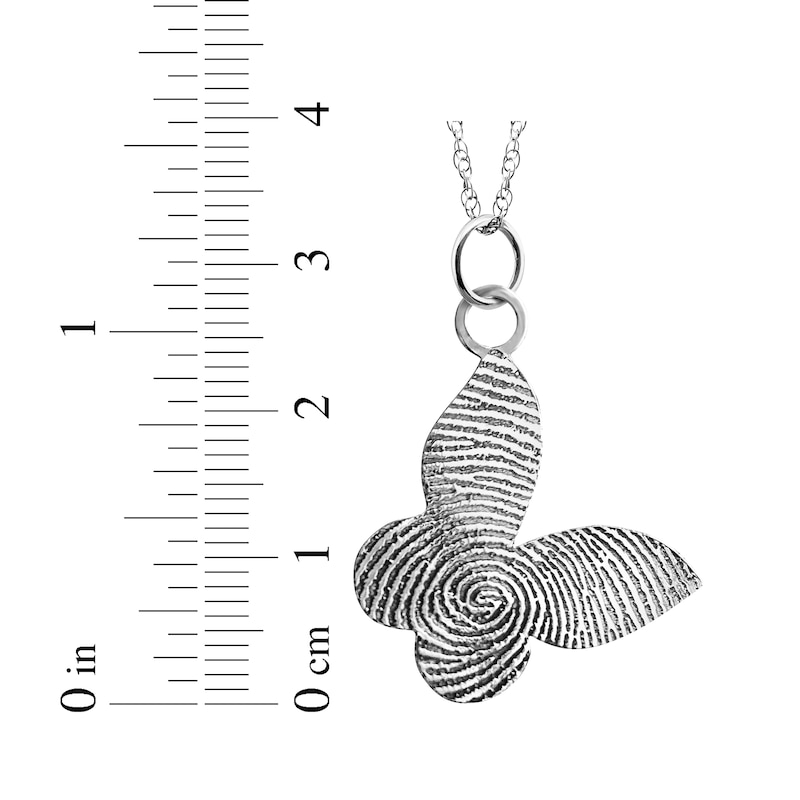 Your Own Fingerprint Butterfly Necklace 10K White Gold 18"