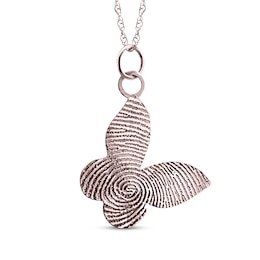 Your Own Fingerprint Butterfly Necklace 10K Rose Gold 18&quot;
